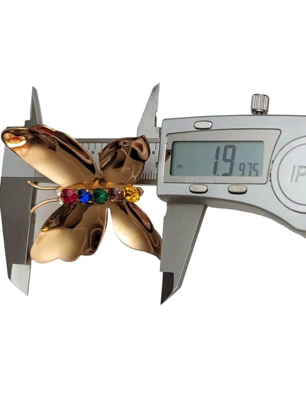 Coro Sterling Gold Tone Multicolor Rhinestone Butterfly Brooch, Signed M691